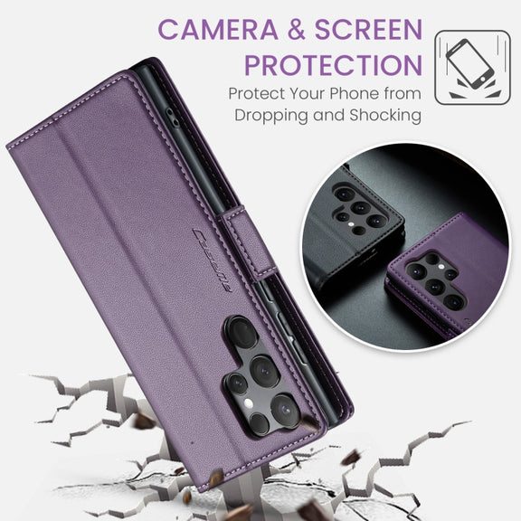 For Samsung Galaxy S23 Ultra 5G CaseMe 023 Butterfly Buckle Litchi Texture RFID Anti-theft Leather Phone Case(Pearly Purple) - free shipping - PMC TechLife - Order now!