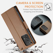 For Samsung Galaxy A53 CaseMe 023 Butterfly Buckle Litchi Texture RFID Anti-theft Leather Phone Case(Brown)