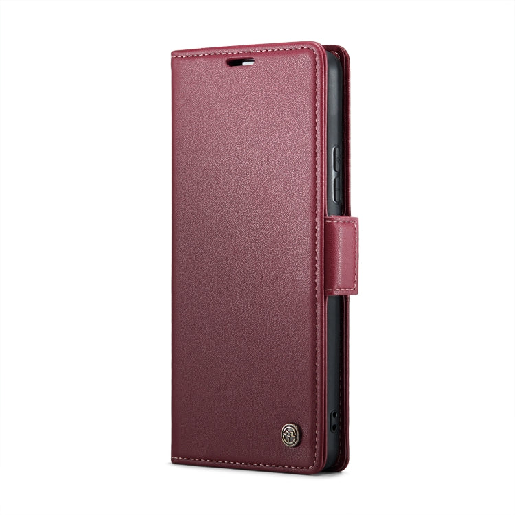 For Samsung Galaxy A53 CaseMe 023 Butterfly Buckle Litchi Texture RFID Anti-theft Leather Phone Case(Wine Red)