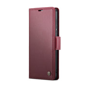 For Samsung Galaxy A53 CaseMe 023 Butterfly Buckle Litchi Texture RFID Anti-theft Leather Phone Case(Wine Red)