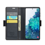 For Samsung Galaxy S20 FE CaseMe 023 Butterfly Buckle Litchi Texture RFID Anti-theft Leather Phone Case(Black)