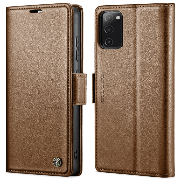 For Samsung Galaxy S20 FE CaseMe 023 Butterfly Buckle Litchi Texture RFID Anti-theft Leather Phone Case(Brown) - free shipping - PMC TechLife - Order now!