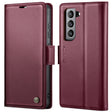 For Samsung Galaxy S21 FE 5G CaseMe 023 Butterfly Buckle Litchi Texture RFID Anti-theft Leather Phone Case(Wine Red) - free shipping - PMC TechLife - Order now!