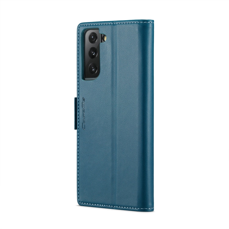 For Samsung Galaxy S21 FE 5G CaseMe 023 Butterfly Buckle Litchi Texture RFID Anti-theft Leather Phone Case(Blue) - free shipping - PMC TechLife - Order now!