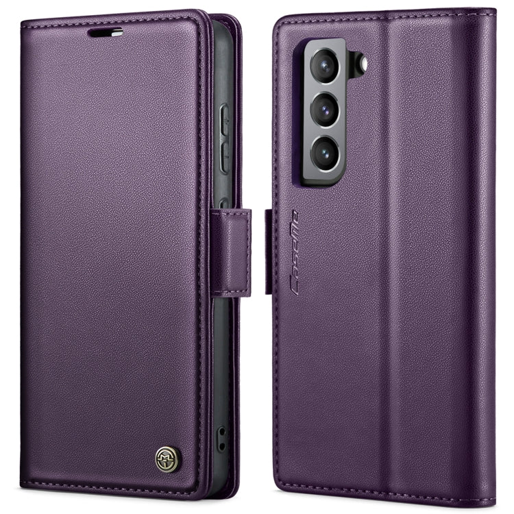 For Samsung Galaxy S21 FE 5G CaseMe 023 Butterfly Buckle Litchi Texture RFID Anti-theft Leather Phone Case(Pearly Purple) - free shipping - PMC TechLife - Order now!
