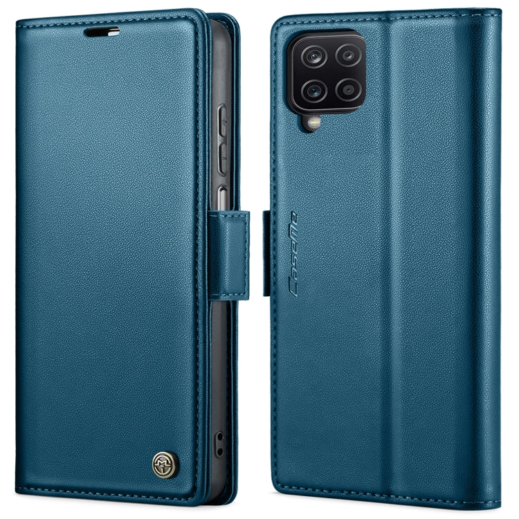 For Samsung Galaxy A12 5G CaseMe 023 Butterfly Buckle Litchi Texture RFID Anti-theft Leather Phone Case(Blue) - free shipping - PMC TechLife - Order now!