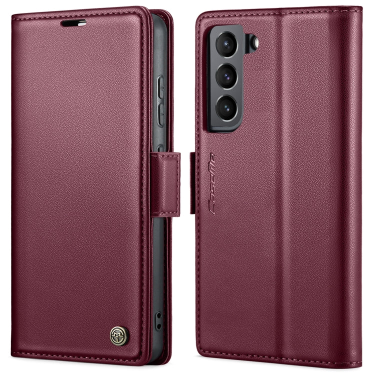 For Samsung Galaxy S21 5G CaseMe 023 Butterfly Buckle Litchi Texture RFID Anti-theft Leather Phone Case(Wine Red) - free shipping - PMC TechLife - Order now!
