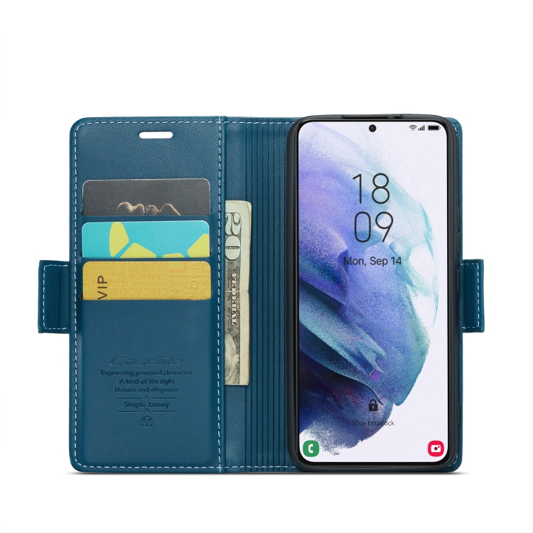 For Samsung Galaxy S21 5G CaseMe 023 Butterfly Buckle Litchi Texture RFID Anti-theft Leather Phone Case(Blue) - free shipping - PMC TechLife - Order now!