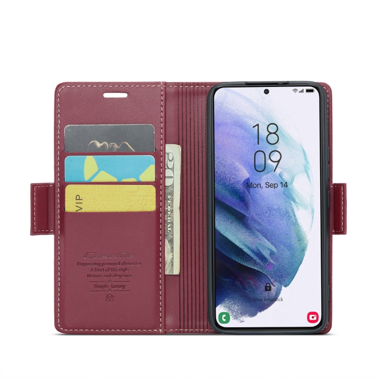 For Samsung Galaxy S21+ 5G CaseMe 023 Butterfly Buckle Litchi Texture RFID Anti-theft Leather Phone Case(Wine Red) - free shipping - PMC TechLife - Order now!