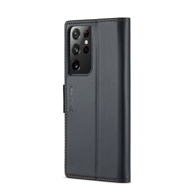 For Samsung Galaxy S21 Ultra 5G CaseMe 023 Butterfly Buckle Litchi Texture RFID Anti-theft Leather Phone Case(Black) - free shipping - PMC TechLife - Order now!