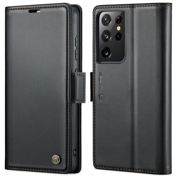 For Samsung Galaxy S21 Ultra 5G CaseMe 023 Butterfly Buckle Litchi Texture RFID Anti-theft Leather Phone Case(Black) - free shipping - PMC TechLife - Order now!