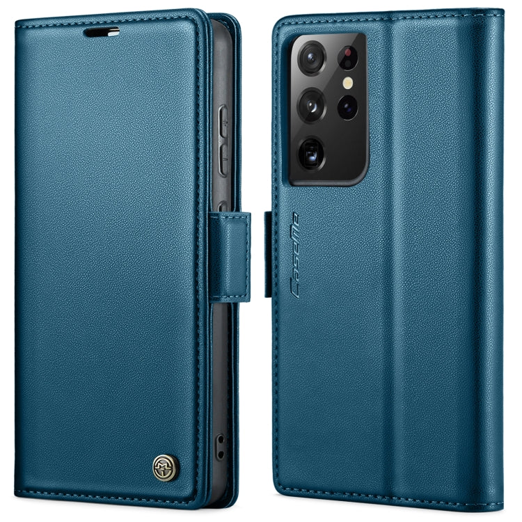 For Samsung Galaxy S21 Ultra 5G CaseMe 023 Butterfly Buckle Litchi Texture RFID Anti-theft Leather Phone Case(Blue) - free shipping - PMC TechLife - Order now!