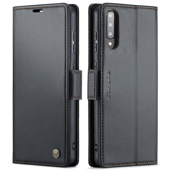 For Samsung Galaxy A30s / A50s / A50 CaseMe 023 Butterfly Buckle Litchi Texture RFID Anti-theft Leather Phone Case(Black)
