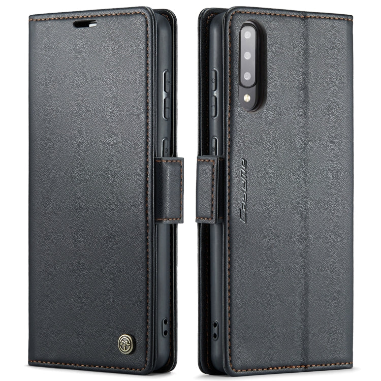 For Samsung Galaxy A30s / A50s / A50 CaseMe 023 Butterfly Buckle Litchi Texture RFID Anti-theft Leather Phone Case(Black)