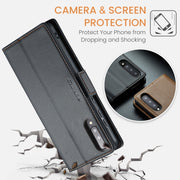 For Samsung Galaxy A30s / A50s / A50 CaseMe 023 Butterfly Buckle Litchi Texture RFID Anti-theft Leather Phone Case(Black)