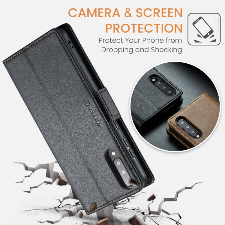 For Samsung Galaxy A30s / A50s / A50 CaseMe 023 Butterfly Buckle Litchi Texture RFID Anti-theft Leather Phone Case(Black)