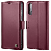 For Samsung Galaxy A30s / A50s / A50 CaseMe 023 Butterfly Buckle Litchi Texture RFID Anti-theft Leather Phone Case(Wine Red)