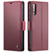 For Samsung Galaxy A30s / A50s / A50 CaseMe 023 Butterfly Buckle Litchi Texture RFID Anti-theft Leather Phone Case(Wine Red)