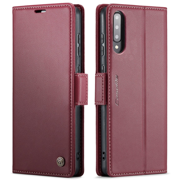 For Samsung Galaxy A30s / A50s / A50 CaseMe 023 Butterfly Buckle Litchi Texture RFID Anti-theft Leather Phone Case(Wine Red)