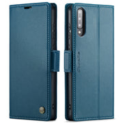 For Samsung Galaxy A30s / A50s / A50 CaseMe 023 Butterfly Buckle Litchi Texture RFID Anti-theft Leather Phone Case(Blue)