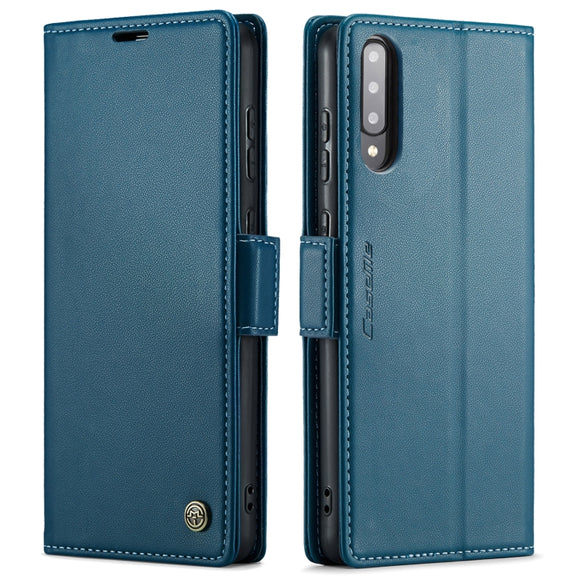 For Samsung Galaxy A30s / A50s / A50 CaseMe 023 Butterfly Buckle Litchi Texture RFID Anti-theft Leather Phone Case(Blue)