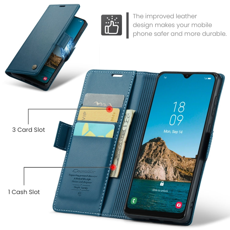 For Samsung Galaxy A30s / A50s / A50 CaseMe 023 Butterfly Buckle Litchi Texture RFID Anti-theft Leather Phone Case(Blue)
