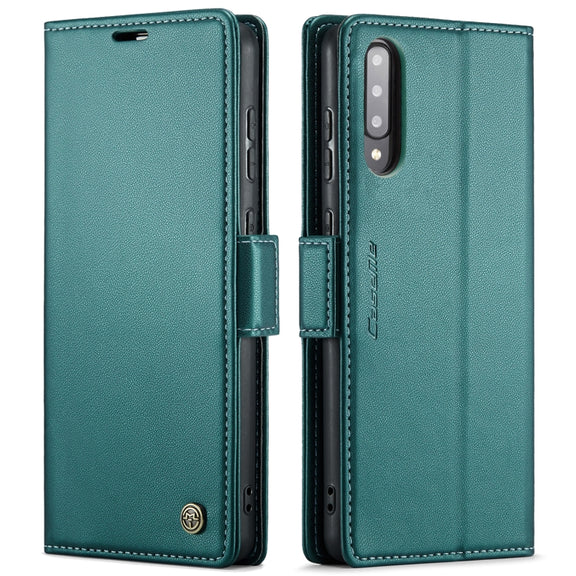 For Samsung Galaxy A30s / A50s / A50 CaseMe 023 Butterfly Buckle Litchi Texture RFID Anti-theft Leather Phone Case(Pearly Blue)