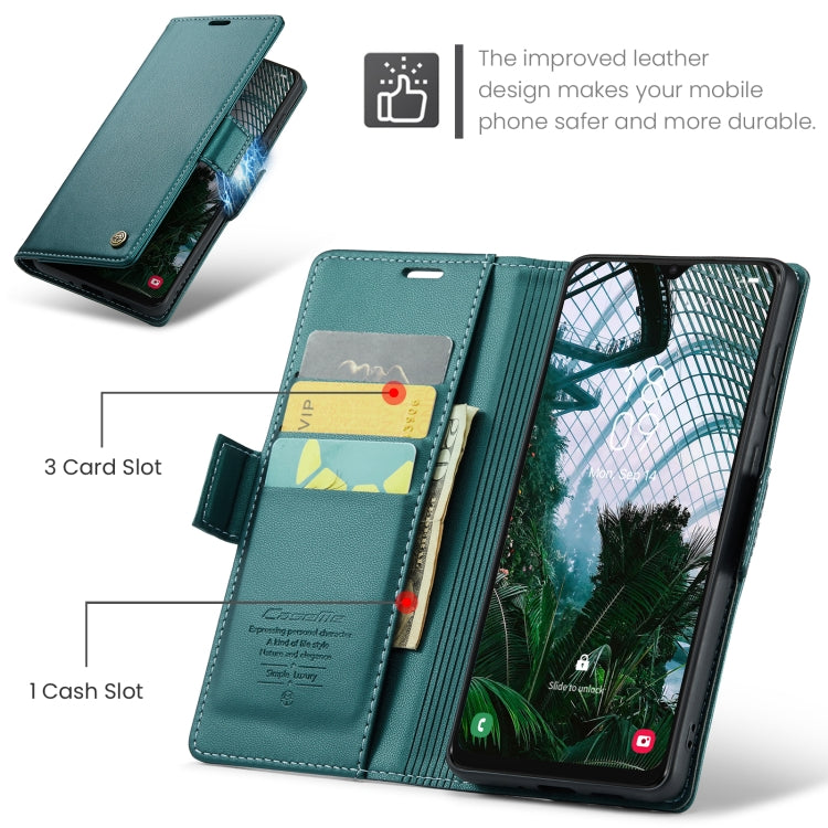 For Samsung Galaxy A30s / A50s / A50 CaseMe 023 Butterfly Buckle Litchi Texture RFID Anti-theft Leather Phone Case(Pearly Blue)