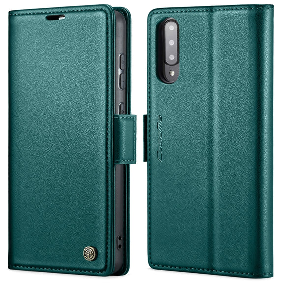 For Samsung Galaxy A30s / A50s / A50 CaseMe 023 Butterfly Buckle Litchi Texture RFID Anti-theft Leather Phone Case(Pearly Blue)