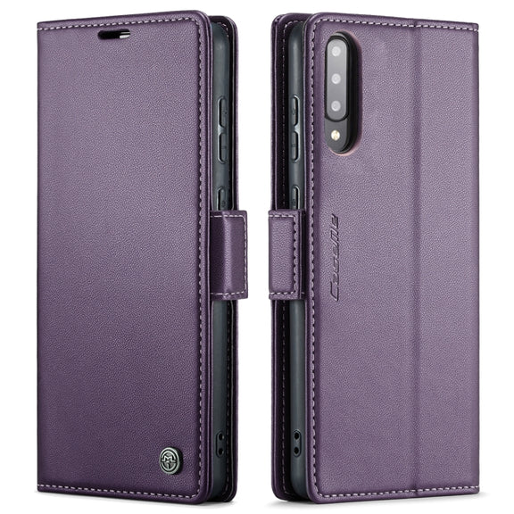 For Samsung Galaxy A30s / A50s / A50 CaseMe 023 Butterfly Buckle Litchi Texture RFID Anti-theft Leather Phone Case(Pearly Purple)