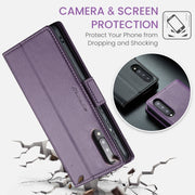 For Samsung Galaxy A30s / A50s / A50 CaseMe 023 Butterfly Buckle Litchi Texture RFID Anti-theft Leather Phone Case(Pearly Purple)