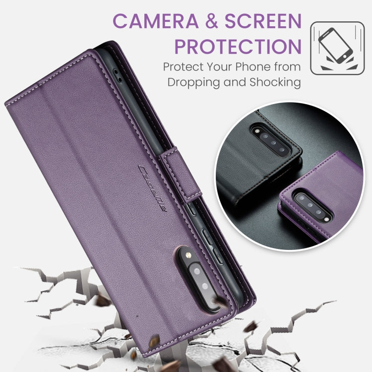 For Samsung Galaxy A30s / A50s / A50 CaseMe 023 Butterfly Buckle Litchi Texture RFID Anti-theft Leather Phone Case(Pearly Purple)