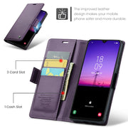 For Samsung Galaxy A30s / A50s / A50 CaseMe 023 Butterfly Buckle Litchi Texture RFID Anti-theft Leather Phone Case(Pearly Purple)