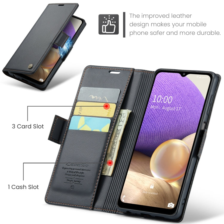 For Samsung Galaxy A32 5G / M32 5G CaseMe 023 Butterfly Buckle Litchi Texture RFID Anti-theft Leather Phone Case(Black)