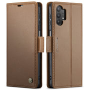For Samsung Galaxy A32 5G / M32 5G CaseMe 023 Butterfly Buckle Litchi Texture RFID Anti-theft Leather Phone Case(Brown)