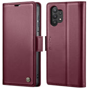 For Samsung Galaxy A32 5G / M32 5G CaseMe 023 Butterfly Buckle Litchi Texture RFID Anti-theft Leather Phone Case(Wine Red)