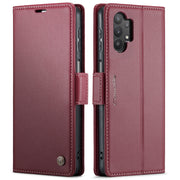 For Samsung Galaxy A32 5G / M32 5G CaseMe 023 Butterfly Buckle Litchi Texture RFID Anti-theft Leather Phone Case(Wine Red)
