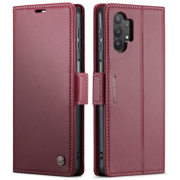 For Samsung Galaxy A32 5G / M32 5G CaseMe 023 Butterfly Buckle Litchi Texture RFID Anti-theft Leather Phone Case(Wine Red)