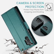 For Samsung Galaxy A32 5G / M32 5G CaseMe 023 Butterfly Buckle Litchi Texture RFID Anti-theft Leather Phone Case(Blue)
