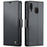For Samsung Galaxy A40 CaseMe 023 Butterfly Buckle Litchi Texture RFID Anti-theft Leather Phone Case(Black)