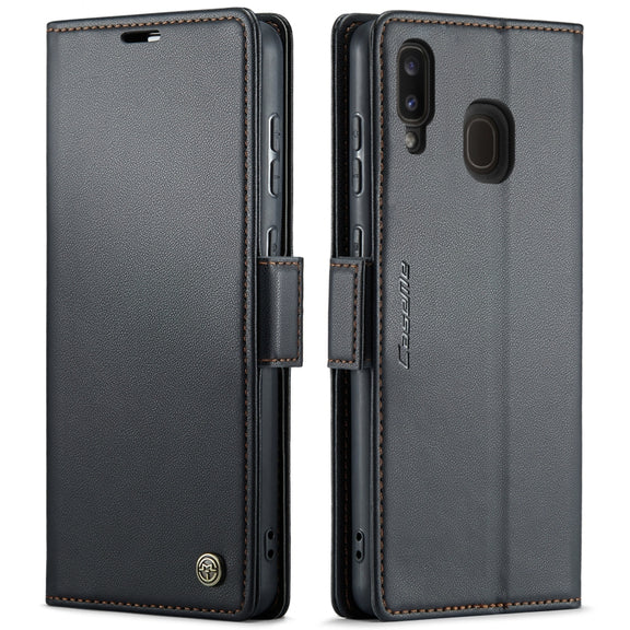 For Samsung Galaxy A40 CaseMe 023 Butterfly Buckle Litchi Texture RFID Anti-theft Leather Phone Case(Black)