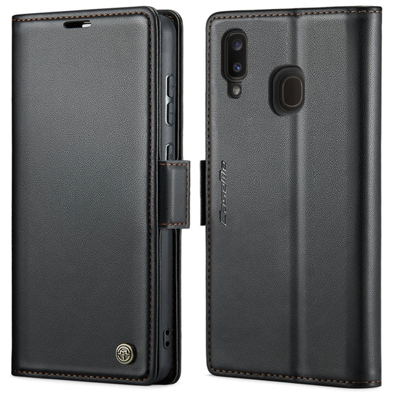 For Samsung Galaxy A40 CaseMe 023 Butterfly Buckle Litchi Texture RFID Anti-theft Leather Phone Case(Black)