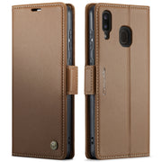 For Samsung Galaxy A40 CaseMe 023 Butterfly Buckle Litchi Texture RFID Anti-theft Leather Phone Case(Brown)