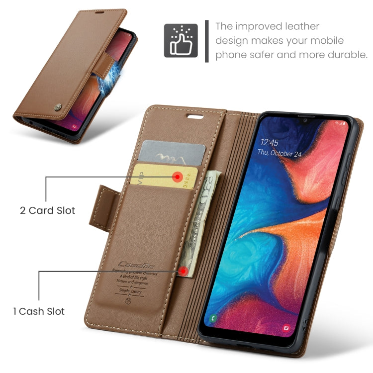 For Samsung Galaxy A40 CaseMe 023 Butterfly Buckle Litchi Texture RFID Anti-theft Leather Phone Case(Brown)