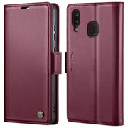 For Samsung Galaxy A40 CaseMe 023 Butterfly Buckle Litchi Texture RFID Anti-theft Leather Phone Case(Wine Red)