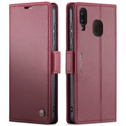 For Samsung Galaxy A40 CaseMe 023 Butterfly Buckle Litchi Texture RFID Anti-theft Leather Phone Case(Wine Red)