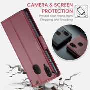 For Samsung Galaxy A40 CaseMe 023 Butterfly Buckle Litchi Texture RFID Anti-theft Leather Phone Case(Wine Red)