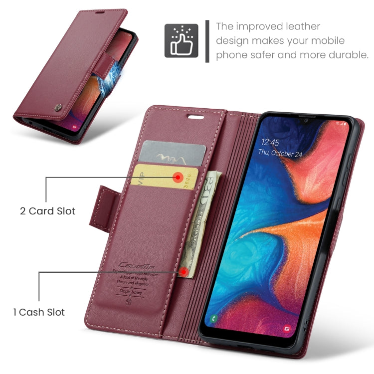 For Samsung Galaxy A40 CaseMe 023 Butterfly Buckle Litchi Texture RFID Anti-theft Leather Phone Case(Wine Red)