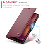 For Samsung Galaxy A40 CaseMe 023 Butterfly Buckle Litchi Texture RFID Anti-theft Leather Phone Case(Wine Red)
