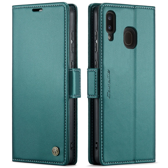 For Samsung Galaxy A40 CaseMe 023 Butterfly Buckle Litchi Texture RFID Anti-theft Leather Phone Case(Pearly Blue)